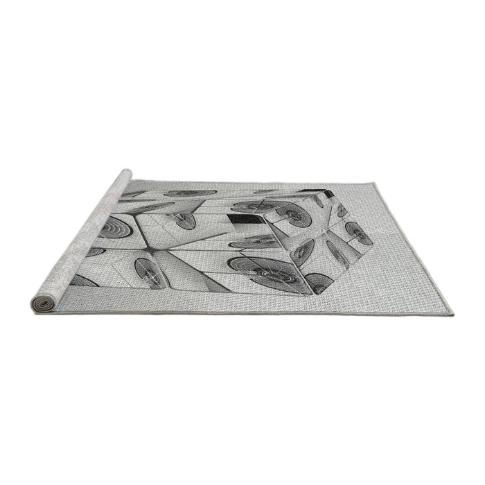 Sideview of Machine Washable Transitional Platinum Gray Rug, wshpat864gry