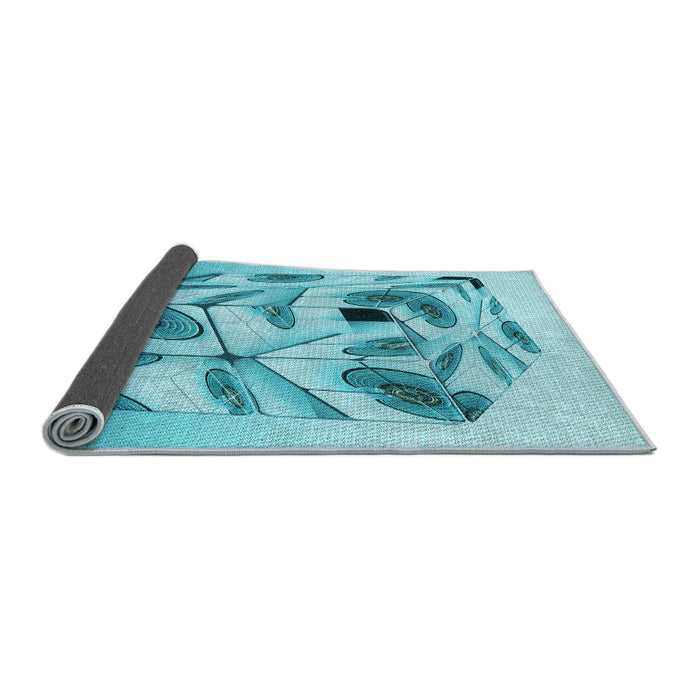 Thickness of Patterned Dark Turquoise Green Rug, pat864lblu