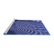 Sideview of Machine Washable Transitional Lapis Blue Rug, wshpat865blu