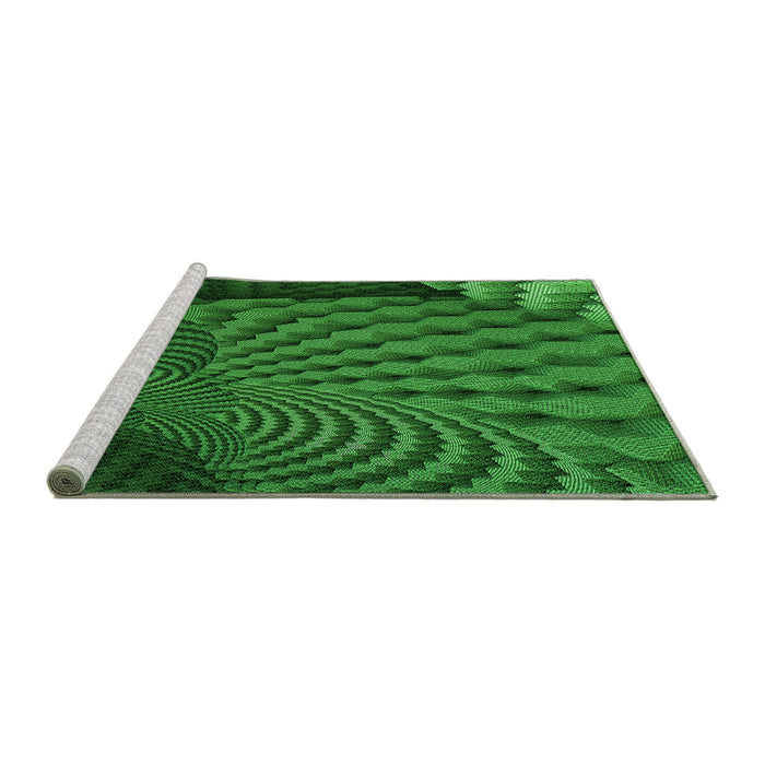 Serging Thickness of Machine Washable Transitional Deep Emerald Green Rug, wshpat865grn