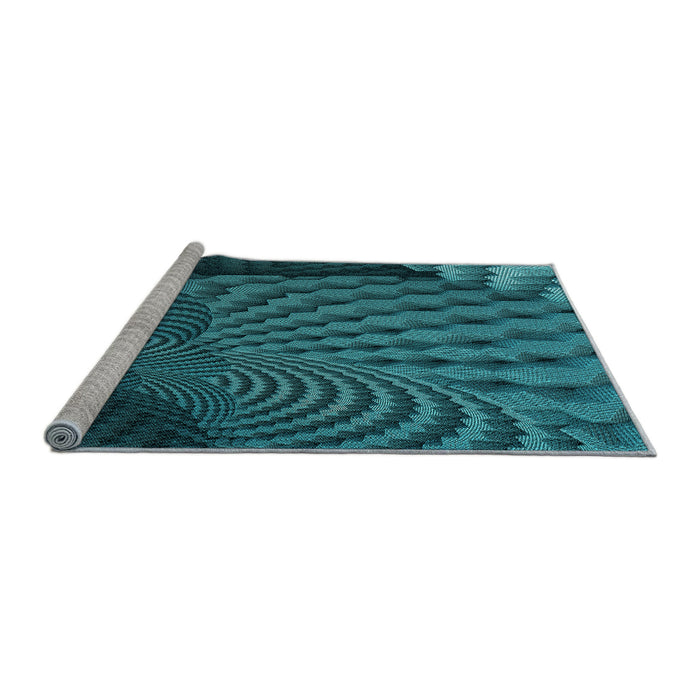 Sideview of Machine Washable Transitional Dark Turquoise Green Rug, wshpat865lblu
