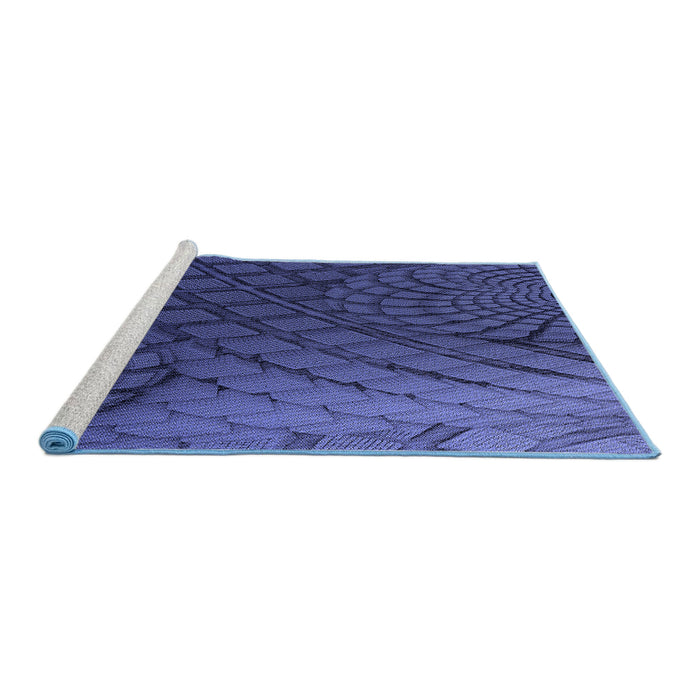 Sideview of Machine Washable Transitional Royal Blue Rug, wshpat866blu