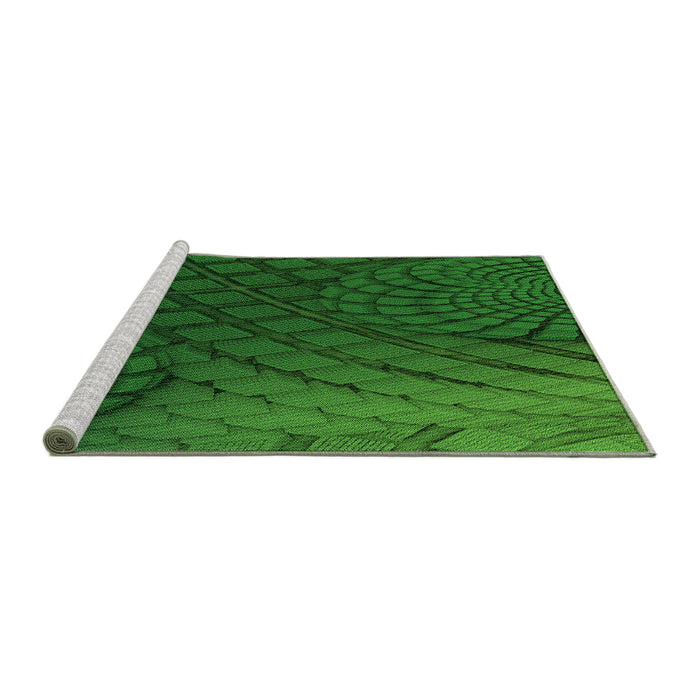 Sideview of Machine Washable Transitional Deep Emerald Green Rug, wshpat866grn