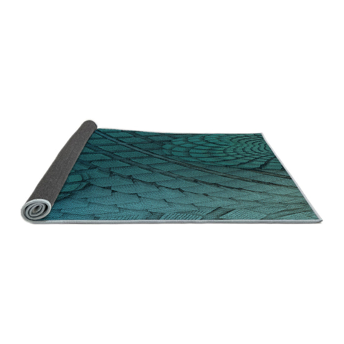 Thickness of Patterned Deep Teal Green Rug, pat866lblu