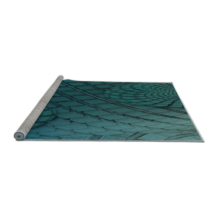 Sideview of Machine Washable Transitional Deep Teal Green Rug, wshpat866lblu