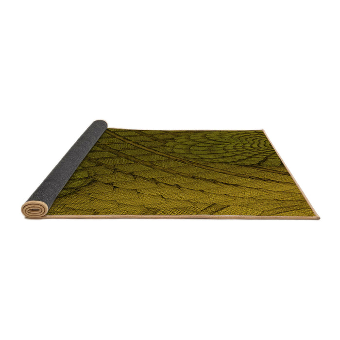 Thickness of Patterned Dark Yellow Green Rug, pat866yw
