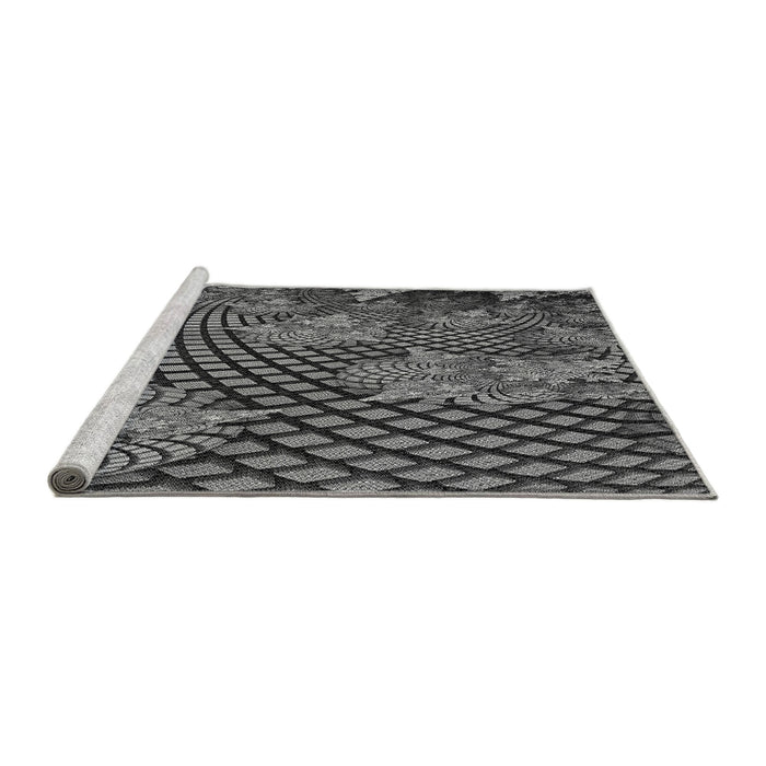 Sideview of Machine Washable Transitional Gunmetal Gray Rug, wshpat867gry
