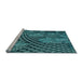 Sideview of Machine Washable Transitional Medium Teal Green Rug, wshpat867lblu