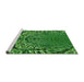 Sideview of Machine Washable Transitional Deep Emerald Green Rug, wshpat868grn