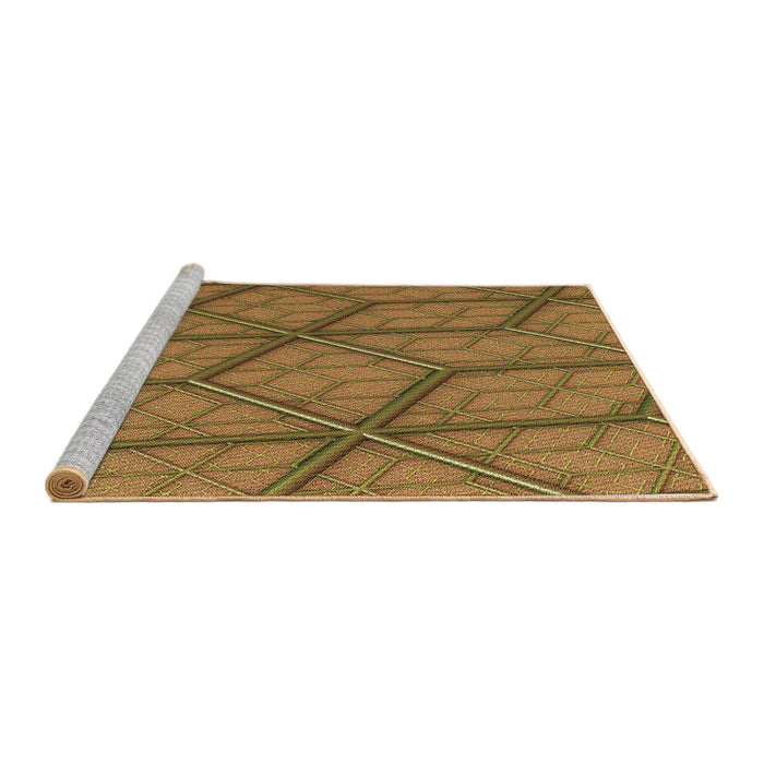 Sideview of Machine Washable Transitional Saddle Brown Rug, wshpat869brn