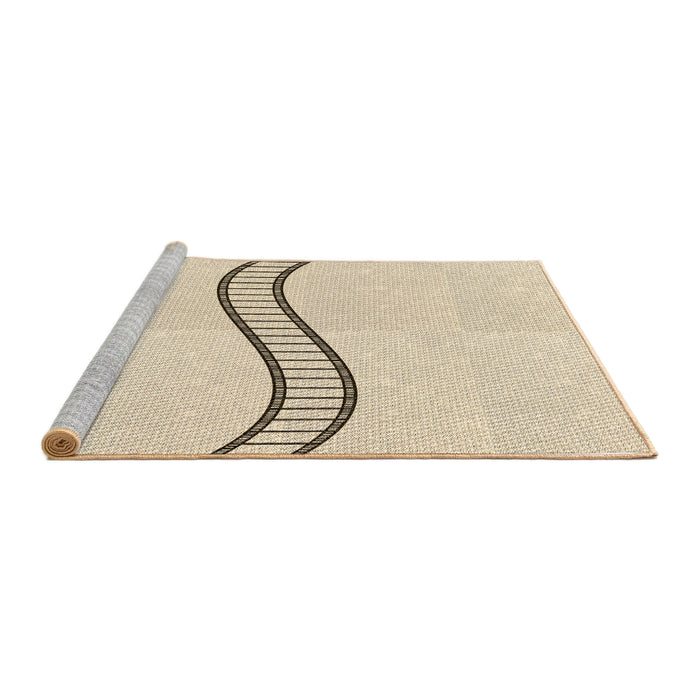 Sideview of Machine Washable Transitional Moccasin Beige Rug, wshpat87brn