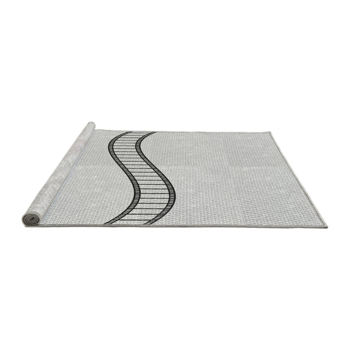Sideview of Machine Washable Transitional Platinum Gray Rug, wshpat87gry
