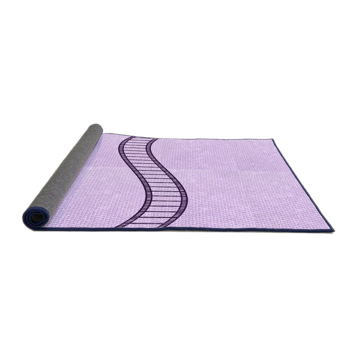Thickness of Patterned Bright Lilac Purple Rug, pat87pur