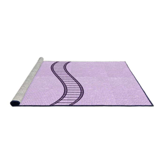 Sideview of Machine Washable Transitional Bright Lilac Purple Rug, wshpat87pur