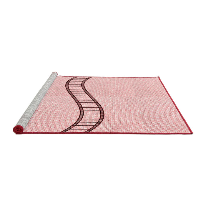 Sideview of Machine Washable Transitional Light Coral Pink Rug, wshpat87rd