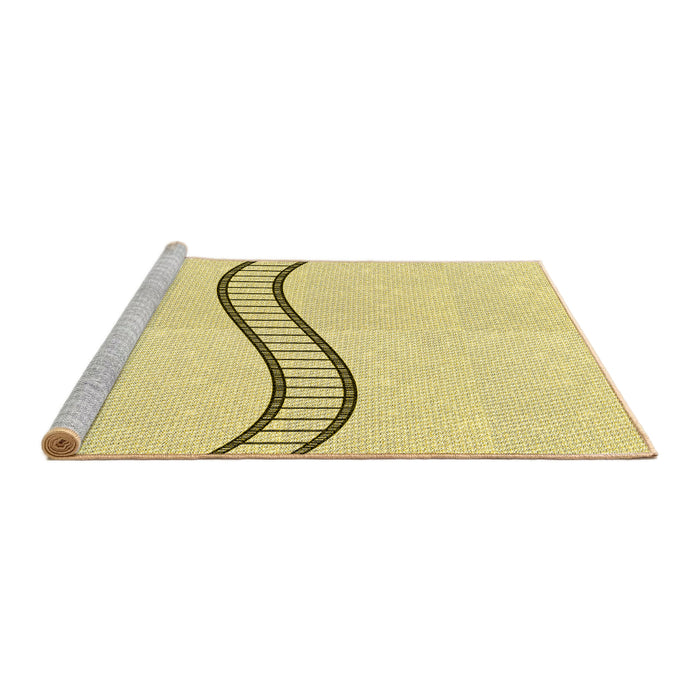 Sideview of Machine Washable Transitional Yellow Rug, wshpat87yw