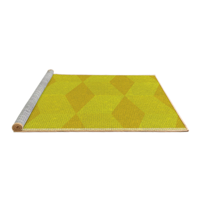 Sideview of Machine Washable Transitional Yellow Rug, wshpat870yw