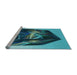 Sideview of Machine Washable Transitional Diamond Blue Rug, wshpat871lblu