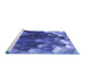 Sideview of Machine Washable Transitional Sky Blue Rug, wshpat872blu