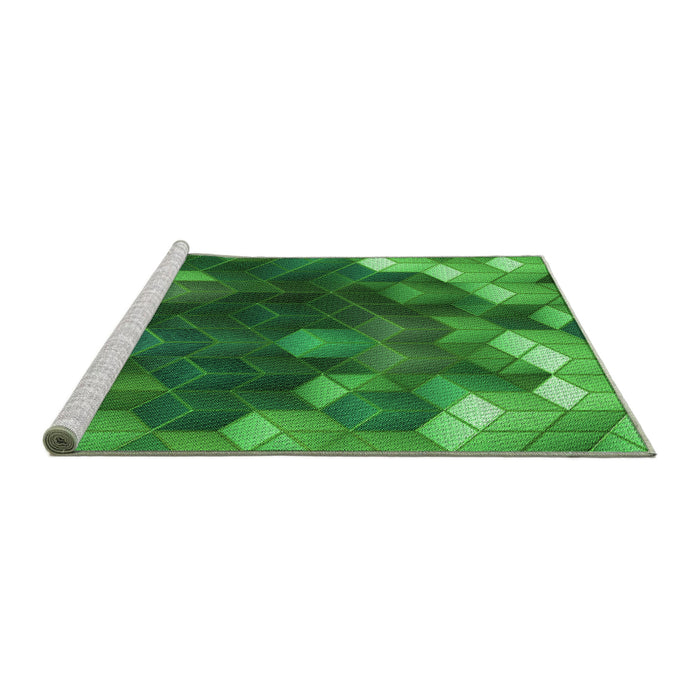 Sideview of Machine Washable Transitional Green Rug, wshpat872grn