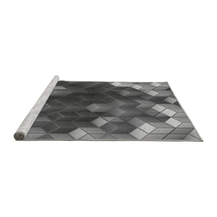Sideview of Machine Washable Transitional Gunmetal Gray Rug, wshpat872gry