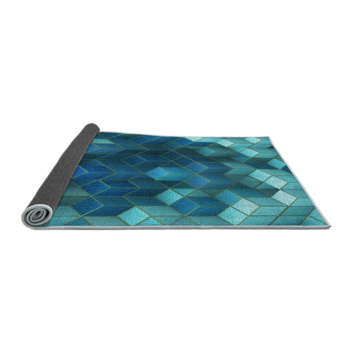 Thickness of Patterned Dark Turquoise Green Rug, pat872lblu