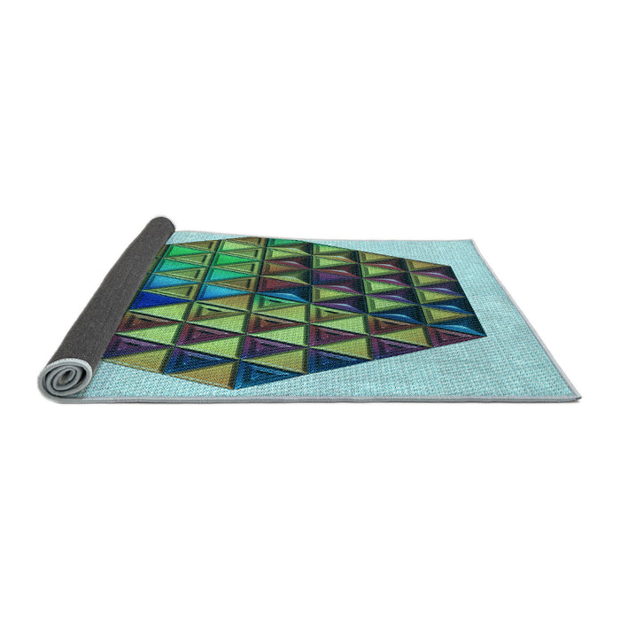 Thickness of Patterned Deep-Sea Green Rug, pat873lblu