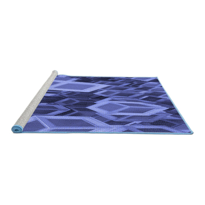 Sideview of Machine Washable Transitional Light Slate Blue Rug, wshpat874blu