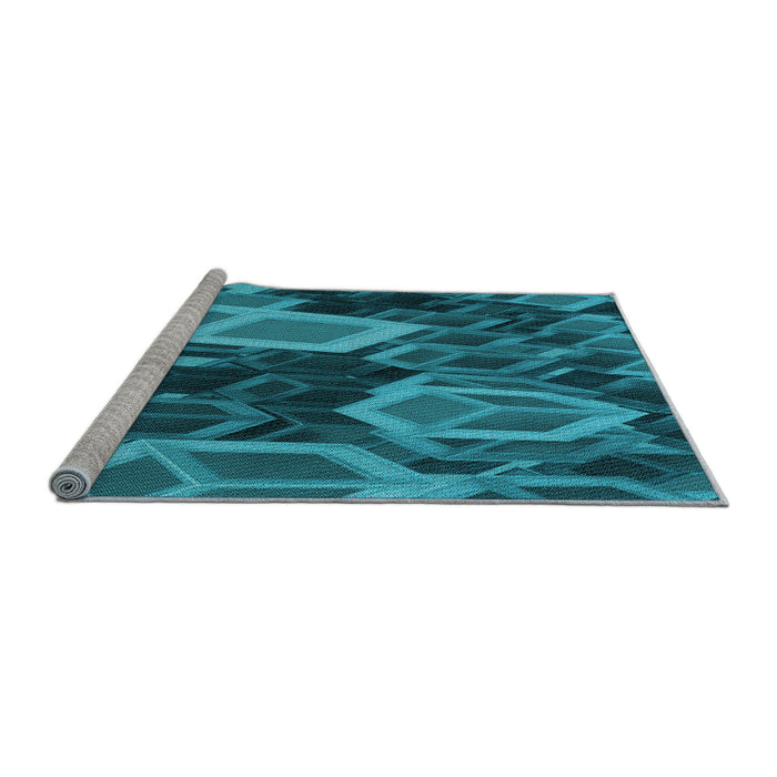 Sideview of Machine Washable Transitional Medium Teal Green Rug, wshpat874lblu