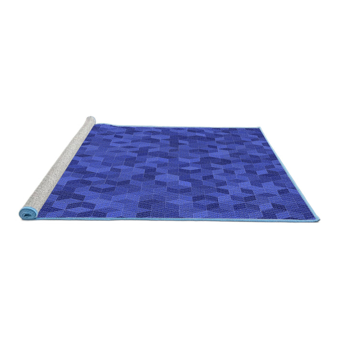 Sideview of Machine Washable Transitional Blue Rug, wshpat875blu