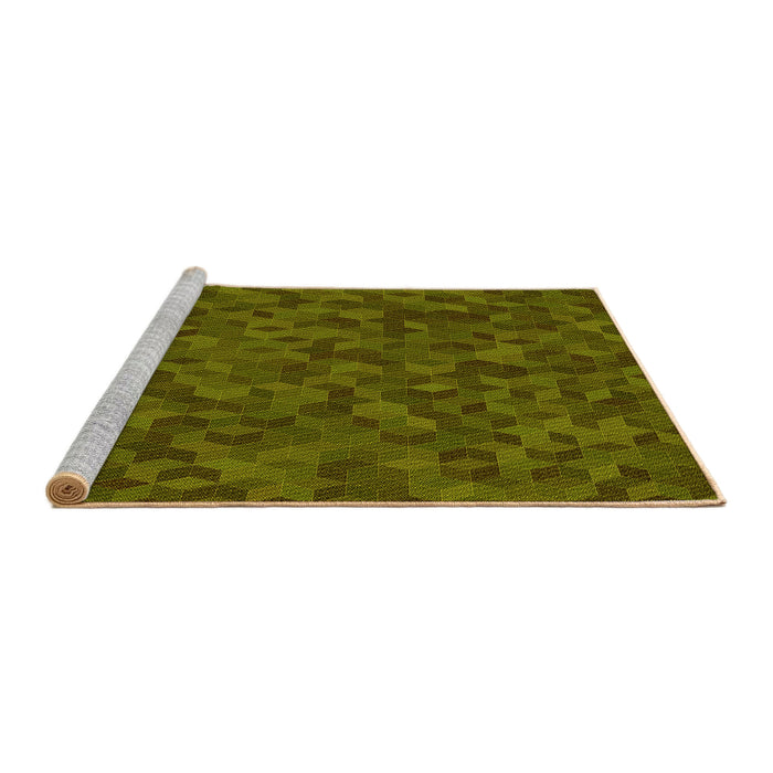 Sideview of Machine Washable Transitional Dark Yellow Green Rug, wshpat875yw