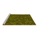 Sideview of Machine Washable Transitional Dark Yellow Green Rug, wshpat875yw