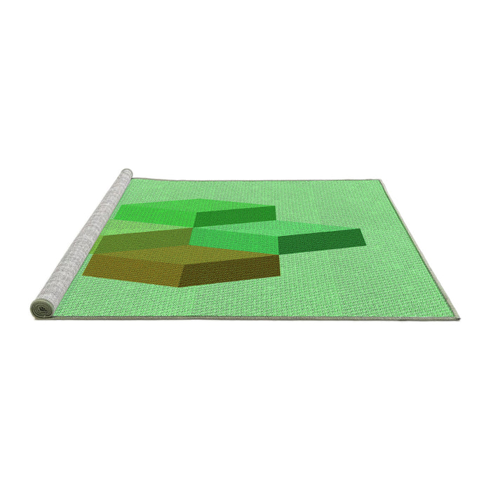 Sideview of Machine Washable Transitional Green Rug, wshpat877grn