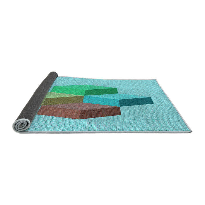 Thickness of Patterned Macaw Blue Green Rug, pat877lblu