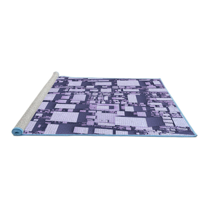 Sideview of Machine Washable Transitional Blue Rug, wshpat878blu