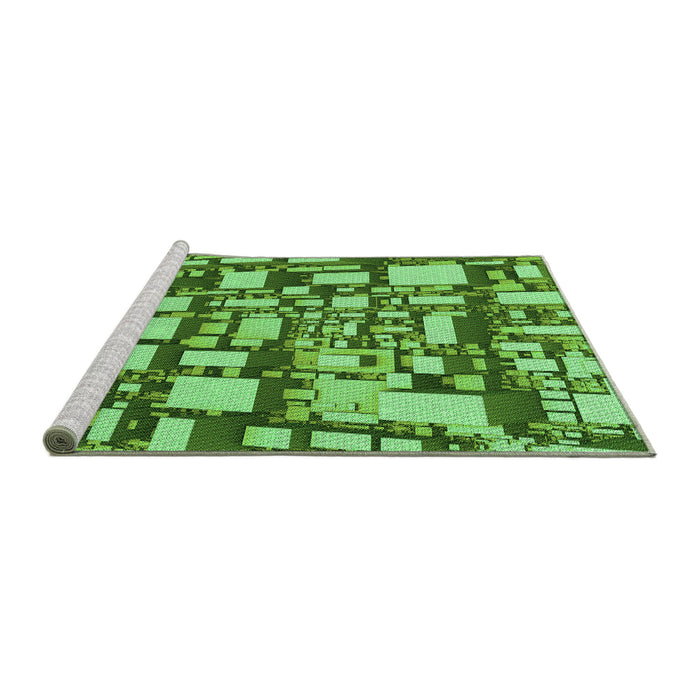 Sideview of Machine Washable Transitional Emerald Green Rug, wshpat878grn