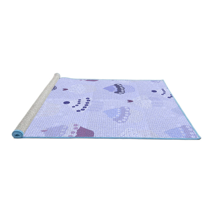 Sideview of Machine Washable Transitional Blue Rug, wshpat879blu