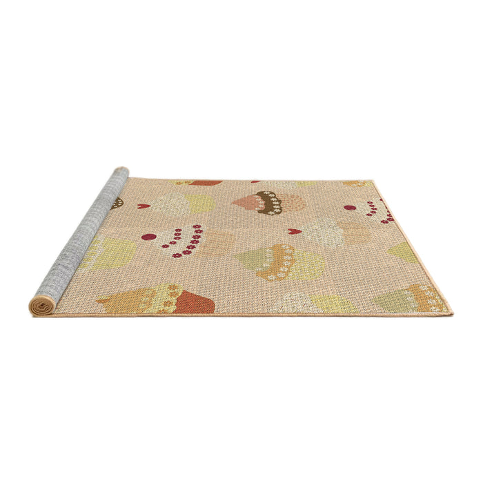 Sideview of Machine Washable Transitional Khaki Gold Rug, wshpat879brn