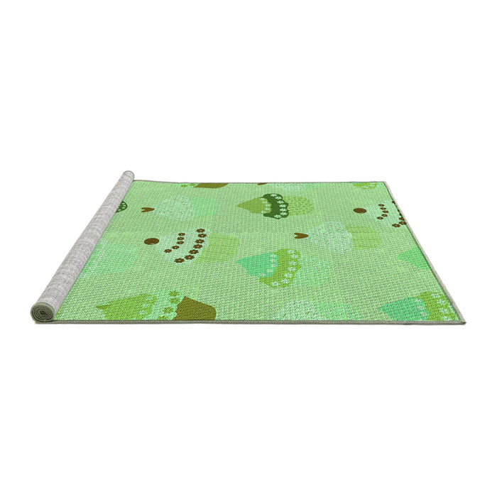 Sideview of Machine Washable Transitional Green Rug, wshpat879grn