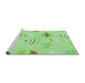 Sideview of Machine Washable Transitional Green Rug, wshpat879grn