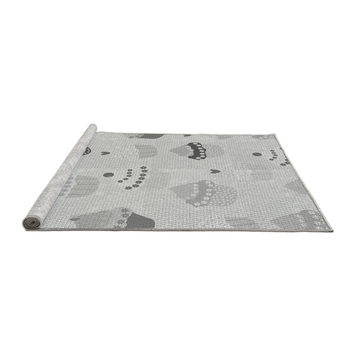 Sideview of Machine Washable Transitional Platinum Gray Rug, wshpat879gry