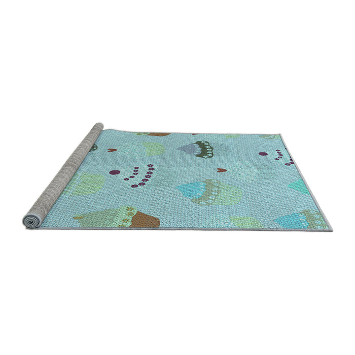 Sideview of Machine Washable Transitional Blue Rug, wshpat879lblu