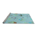 Sideview of Machine Washable Transitional Blue Rug, wshpat879lblu