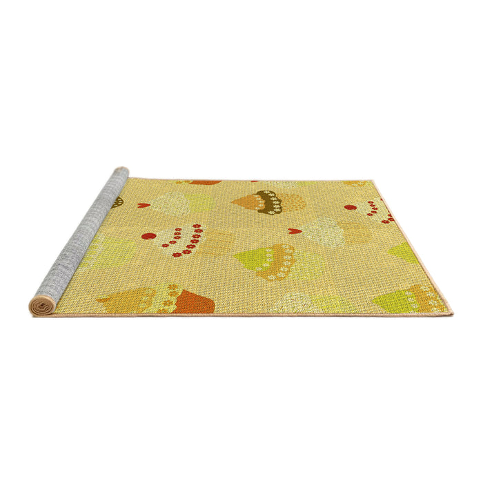 Sideview of Machine Washable Transitional Bold Yellow Rug, wshpat879yw