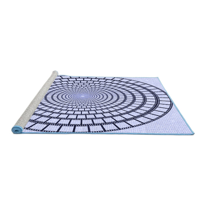 Sideview of Machine Washable Transitional Lavender Blue Rug, wshpat88blu