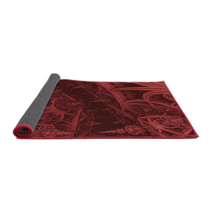 Thickness of Patterned Maroon Red Rug, pat880rd