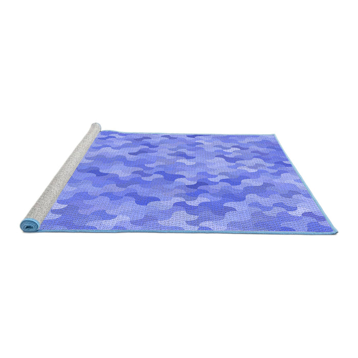 Sideview of Machine Washable Transitional Blue Rug, wshpat881blu
