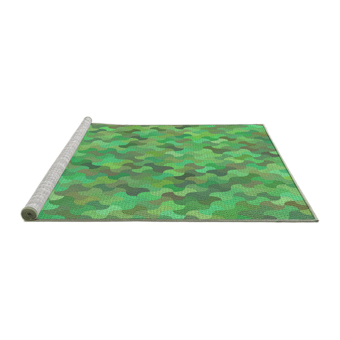 Sideview of Machine Washable Transitional Green Rug, wshpat881grn