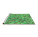 Sideview of Machine Washable Transitional Green Rug, wshpat881grn