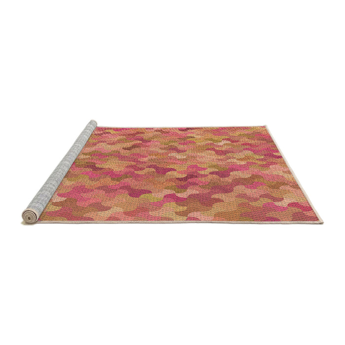 Sideview of Machine Washable Transitional Fire Red Rug, wshpat881org